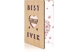 DAKOTAN Mother's Day Card-Mum Birthday Card -Best Mum Ever Wooden Card for Mum - Gifts for Her