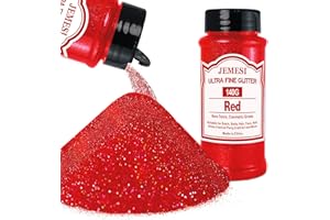 ‎JEMESI Holographisches Chunky Glitter, Rot 140g, ultrafeiner Glitzer für Epoxidharz, DIY-Basteln, Glasmalerei, Kerzenherstellung, Nagelpuder, Körperglitzer usw.