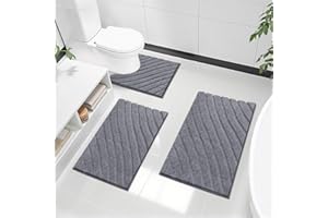 SHACOS 3-częściowy zestaw dywaników łazienkowych, chłonny gruby i bardzo miękki zestaw dywaników łazienkowych, nadający się do prania w pralce, szybkoschnący, do prysznica i wanny