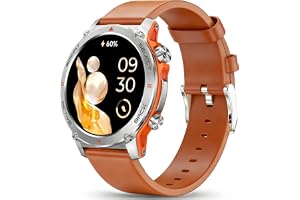 Popglory Smartwatch Herr Dam, 1,43" AMOLED Klocka Samtal, Digitalklocka med Hjärtfrekvens/SpO2/Blodtryck/Sömn/Stegräknare, 110+ Sportlig Fitness Tracker (Inget GPS Navigator)