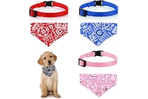 Molain Lot de 4 Colliers pour Chat avec Nœud Papillon Amovible Bohême - Bandana Réglable pour Chiens et Chats (Rouge, Bleu, Noir, Rose)