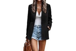 Jhsnjnr Women's Jackets Open Front Casual Business Office Cardigan Blazers Long Sleeve Stand Collar Outwear Coats