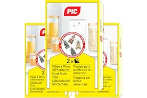 Piéges à Mites Alimentaires PIC - Paquet Triple = 6 pièges Anti Mites - Piège à phéromones pour la Cuisine et Les magasins - Anti mite Alimentaire