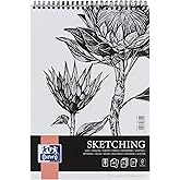 Oxford Artistic A5 Sketch Pad, 50 Sheets, Double Spiral Sketch Pad, 130gsm Sketchbook, Acid Free Paper, Drawing Book with Sta