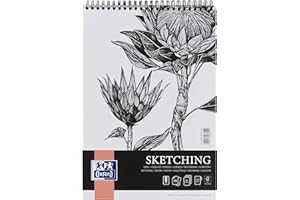 Oxford Artistic Bloc de bocetos A5, 50 hojas, bloc de dibujo con doble espiral, cuaderno de dibujo de 130 g/m², papel sin ácidos, cuaderno de dibujo con cartón trasero estable, cuaderno de bocetos
