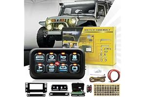 AISNY Pannello interruttore a 8 marce, 12 V/24 V, sistema di controllo del circuito universale, con interruttore touch dimmerabile, pannelli RGB, sette colori per auto, camion, SUV, camper, barca, RZR