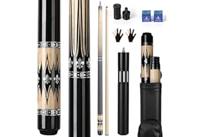 AKLOT Queue de Billard, Queue Professionnelle avec rallonge télescopique, Queue en Bois d'érable Canadien avec étui, 147 cm(58'') 538-590g(19-21onces)