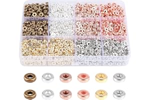 Mfcghxr 2400 Piezas Bolas Planas para Pulseras de Plata Brillante Bolas Pulseras Doradas Pulsera Joyería (6 Colores)