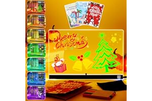 POFIBO Led Zeichenbrett mit Neun Farbmodi, UPGRADE LED Zeichentafel mit Ein/Aus-Schalter, Leicht zu Reinigen, Led Maltafel mit 7 Neon-Stiften, 30x20cm, Kreatives Geschenk für Kinder