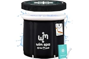 Wim Spa [Das Original seit 2015] Ice Pod (80 cm Ø x 80 cm) XL - Faltbares isoliertes Eisbad/Eisfass für Cold Plunge Kältetherapie, tragbare Badewanne inkl. Regencover, Thermometer, eBook UVM.