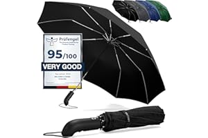 WILFORD & SONS Parapluie Pliant Compact - Automatique Ouverture/Fermeture Bouton et Sac | Résistant au Vent, Incassable Solide, Petit Mini, Télescopique, Noir, Facile, Étanche - Homme Femme Ombrelle Voyage