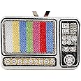 Boutique De FGG Retro Television Crystal Clutch Bags Rhinestone Evening Purses and Handbags Party Dinner TV Box Handbags