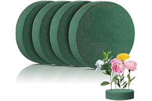 Hileyu 4 Stück runde Blumenmoosblöcke, künstliches Blumenmoos, für Blumenarrangements, 4 x 16,5 cm, Schaumstoffblock für frische Blumen, zum Eintopfen, für Handwerk, Hochzeit