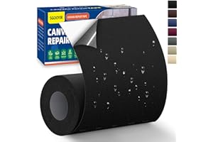 SGOOYIR Tissu Autocollant Reparation Noir, 10x200cm Imperméable Patch de Réparation en Tissu de Toile, Patch Autocollant en Toile pour Tentes, Bâches de Bateau, Canapés, Chaises