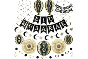 ITSY BITSY PARTY CO Premium Reusable Eid Decorations - Ramadan Decorations for Home/Eid Mubarak Decorations - Multi-occasion Ramadan Mubarak Banner, Hanging Crescent Moon & Star Decorations - Islamic Decorations