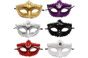 Eterspr 6 Piezas Mascarada Máscara, Veneciana Fiesta Mitad Rostro, Mascara Veneciana de Carnaval para Mascaradas Sexys, Fiestas de Carnaval, Navidad, Mascaradas