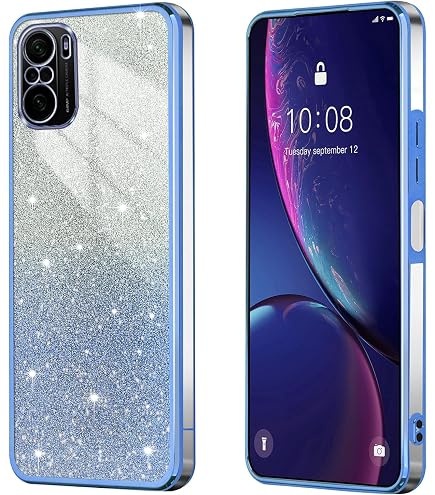 YUXING Funda Transparente Glitter Teléfono para Xiaomi Redmi Note 10 4G / 10S 4G, Chicas Femeninos Delgada Carcasa Destello, Patrón Floral Brillante TPU Case (Gold