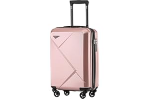 Münicase 9008 TSA-Schloß Reisekoffer Koffer Trolleys Hartschale Koffersets Beautycase-M-L-XL-Set (Kleiner Koffer (ca.54cm), Rosa Gold)
