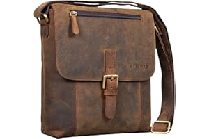 STILORD 'Matthias' Borsa messenger da uomo pelle piccola borsa a tracolla tablet iPad 10.1 pollici vintage di vera pelle di bufalo