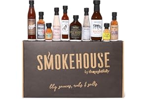 ‎THOUGHTFULLY Smokehouse by Thoughfully BBQ Tasting Set - Gift Box with Vegan Barbecue Grill Sauces, Salts & Dry Marinades - Set of 10