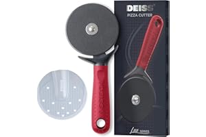 Deiss Lux Cortador de pizza de altaresistencia con ruedacortadora - Rueda cortadora de pizza de aceroinoxidable, afilada y lisa, con mango antideslizante de fácilagarre, apto para lavavajillas