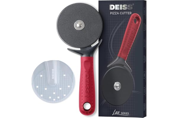 Deiss Lux Coupe-Pizza avec Roulette Robuste - Roue à Pizza en Acier Inoxydable avec Poignée Antidérapante Facile à Saisir, Lavable au Lave-Vaisselle, Convient Parfaitement Comme à Trancher les Pizzas