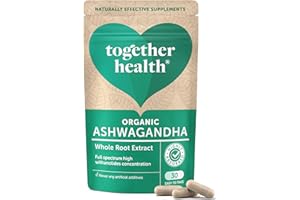 Ashwagandha – Together Health – 100% Organic Certified Ashwagandha Roots – High Concentration KSM-66, Full Spectrum Extract – Vegan Friendly – Made in The UK – 30 Vegecaps