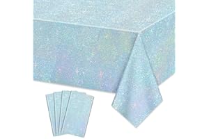 APUXXJUPA Tovaglia blu glitterata, confezione da 4 tovaglie blu chiaro, per feste di compleanno, matrimonio, baby shower, 130 x 220 cm