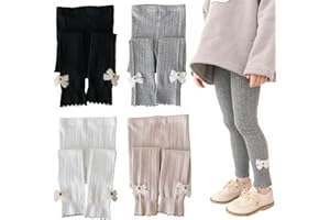 Silkglory Leggings Filles 2 Pièces, Leggings de Sport Pantalons pour Filles Bas Doux avec Papillons AssortisBallet Bébé Leggings Filles pour Intérieur et Extérieur Noir/Blanc/Gris/Abricot,2-9 Ans