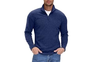 EKLENTSON Mens 1/4 Zip Pullover Fleece Sweatshirt Jumper Long Sleeve T-shirt Top Stand Collar Winter Warm Sweater Jacket