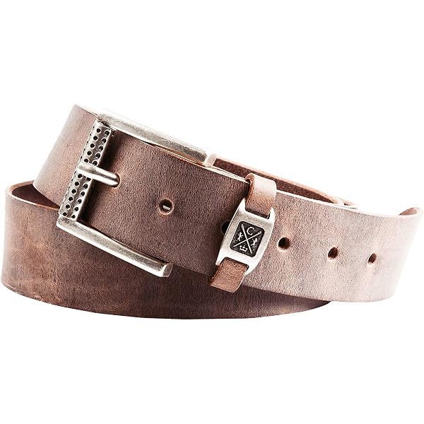 Camp David Herren Gürtel aus geprägtem Rindsleder, Ledergürtel mit Metall-Logo und eckiger Dornschließe, 3,5 cm breit Dark Brown, 90 Fashion