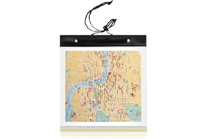 SUMIND Étui de Carte Géographique Étanche Couverture de Carte Géographique Transparente Pochette de Carte Géographique en PVC avec Fenêtre Transparente et Sangle de Cou, 31 x 28 cm