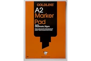 Clairefontaine - Ref GPB1A2Z - Goldline Bleed-Proof Marker Pad (Contains 50 Sheets) - A2 (594 x 420mm) in Size, 70gsm Smooth Paper, FSC-Certified, Glue Bound Top