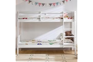 Junior Vida Gemini Bunk Bed Detachable Kids Children Single 3ft Bed Frame Pine Wood (White)
