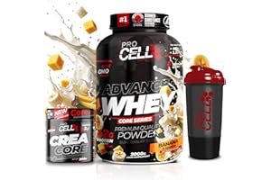 PROCELL SPORT SUPPORT PACK Procell Proteinas Whey Advanced 2Kg (Banana Mango) + Creatina monohidratada 300Gr + Shaker "REGALO" Gana masa muscular, Fuerza, Resistencia, Tonificacion muscular, Recuperacion deportiva
