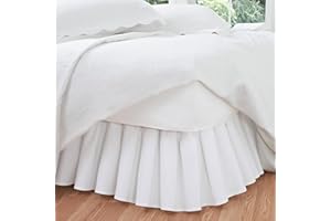 FRESH IDEAS Bedding FRE30114WHIT02 Bettrock mit Rüschen, klassisch, 35,6 cm Länge, Gerafftes Design, Full, Weiß