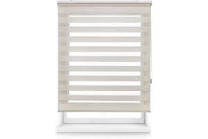 Blindecor Lira estor enrollable noche y día, color Lino, estor de 120 x 250 cm (ancho x alto). Tamaño de la tela 117 x 245 cm. Estores noche y dia elegantes