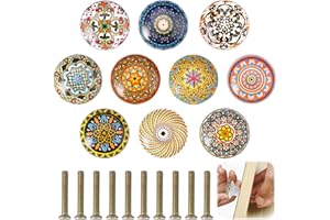 PETGLIMMER Ceramica pomelli colori casuali, vintage, stile bohémien per cupboard e cassetti, pomello per mobili antichi