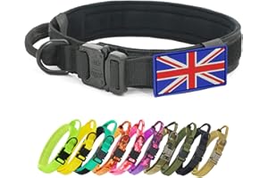 Black Tactical Dog Collar - YoothBro K9 Military Dog Collar Adjustable Nylon Dog Collar with Heavy Duty Metal Buckle for Medium Large Dogs L
