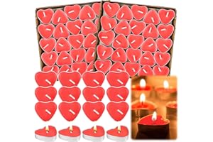 ENCURYNA 100 sztuk świeczek typu tealight w kształcie serca, romantyczna miłość, nieperfumowane świeczki typu tealight, bez dymu, na Walentynki, urodziny, propozycje, imprezę, jubileusz
