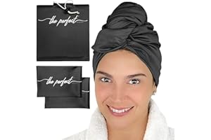 THE PERFECT HAIRCARE Set di asciugamani per capelli ricci in microfibra, anti-crespo, lisci e setosi, da donna, super assorbente, grande asciugamano per capelli + 2 asciugamani scrunching per micro
