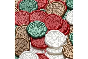 ATOPBB Wax Seal Stickers, Christmas Envelope SealStickers, 50 Pcs Self- Adhesive Prosecco Antique Gold Wax Sealing Stickers, RoundStickers Perfect for Wedding Invitation, Christmas (Tree)