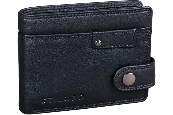 STILORD "Finley" läder plånbok herrar RFID och NFC skydd män plånbok med tryckknapp plånbok med avläsningsskydd i presentask