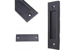 ECO-FUSED 1x Sliding Barn Door Finger Pull (Black) with Self Tapping Screws - 6-Inch Solid Steel Flat Bottom Handle - Easy to Install - Ideal for Sliding Doors, Closets, Sheds, Garages