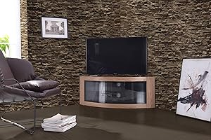 Centurion Supports PANGEA Oak Beam-Thru Curved Tru-Corner 32”-55” TV Cabinet