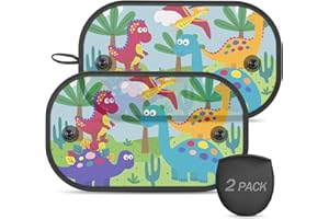 LSTRAGY Car Window Shades for Baby, 2 Pack Car Sun Shade for Baby, Universal Baby Sun Shades Blocking UV Rays/Sun Glare for Baby Kids Pets with Suction Cups- 51cm*31cm(Dinosaurs)