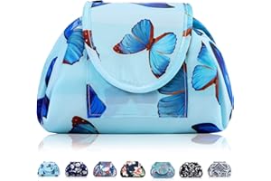 VAVABOX Lazy Kosmetikbeutel mit Kordelzug Portable Große Kosmetiktasche Reisetasche Make up Beutel Aufbewahrung Organisator für Damen Mädchen (Schmetterling)