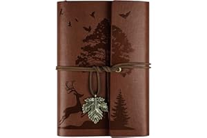 OMEYA Leder Notizbuch Tagebuch, Nachfüllbar Vintage Liniert Reisetagebuch Personalisiert, Ringbuch Tagebuch Für Erwachsene 18,5 x 13 cm, (Braun)