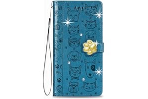 WUHAIZHER Motorola G60S Case Glitter - Shockproof PU Leather Book Wallet Phone Case for Motorola Moto G60S Case Cute Cat & Dog Pattern Flip Cover With Card Slots Magnetic Closure, Blue