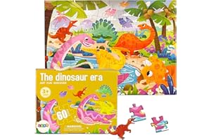 GENERIC Dinosaur Puzzle for Kids Ages 3–8 – 60-Piece Montessori Floor Puzzle for Boys & Girls | Educational Toddler Jigsaw Toy & Travel Game | Gifts for 3 4 5 Year Olds | The Dinosaur Era Edition